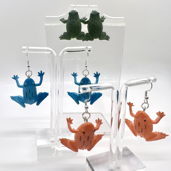 Bull Frog Earrings - Animal Earrings - Zoo Earrings - Teacher Earrings - Farm - Picture 1 of 10